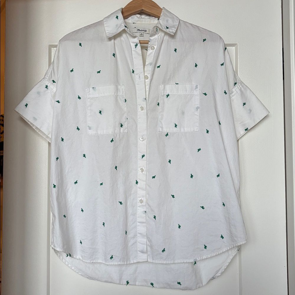 Madewell White Cactus Button Down Shirt Cotton XS - Picture 5 of 6